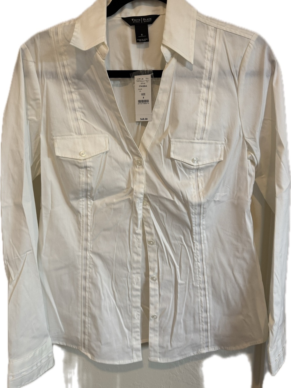 White House Black Market White Button-Down Shirt with Chest Flap Pockets